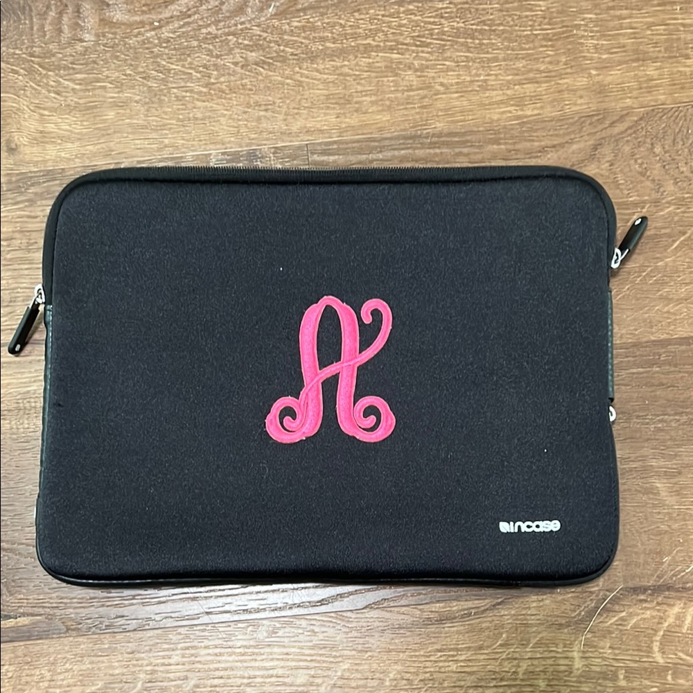 Incase Black Sleeve with Pink Embroidery